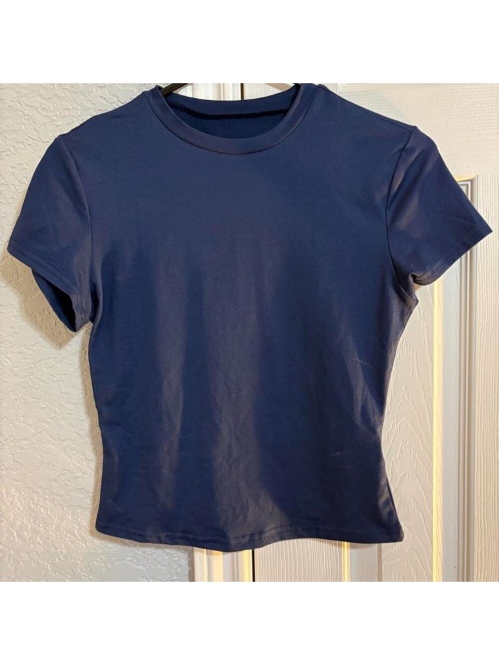 SHEIN navy blue polyester & elastane crop top in a M